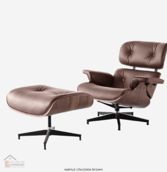 Classic Walnut Wood Lounge Chair & Ottoman Set - Warm Brown Finish | Available in the UK