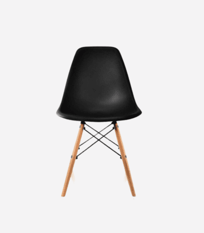 Close-up of Black Eames Style DSW Dining Chair Mid Century Modern DSW Dining Side Chair