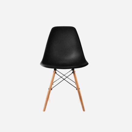 Close-up of Black Eames Style DSW Dining Chair Mid Century Modern DSW Dining Side Chair