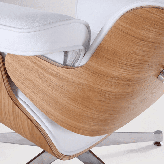Charles Lounge Chair: Iconic Design in White Leather with Chrome Base Ashwood Charles Lounge Chair: Iconic Design in White Leather with Chrome Base Ashwood