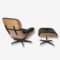 Side angle of Eames lounge chair replica crafted in ash wood and premium leather