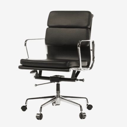 Black Eames Style EA217 Low Back Soft Pad Office Chair in Modern Office Setting