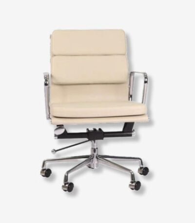 Cream Leather Office Chair EA 217