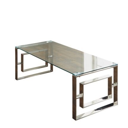 Close-up of Milano Silver Plated Coffee Table Surface
