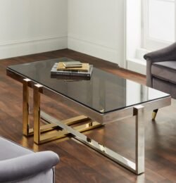 Nexus Gold and Silver Coffee Table in Modern Living Room Setting