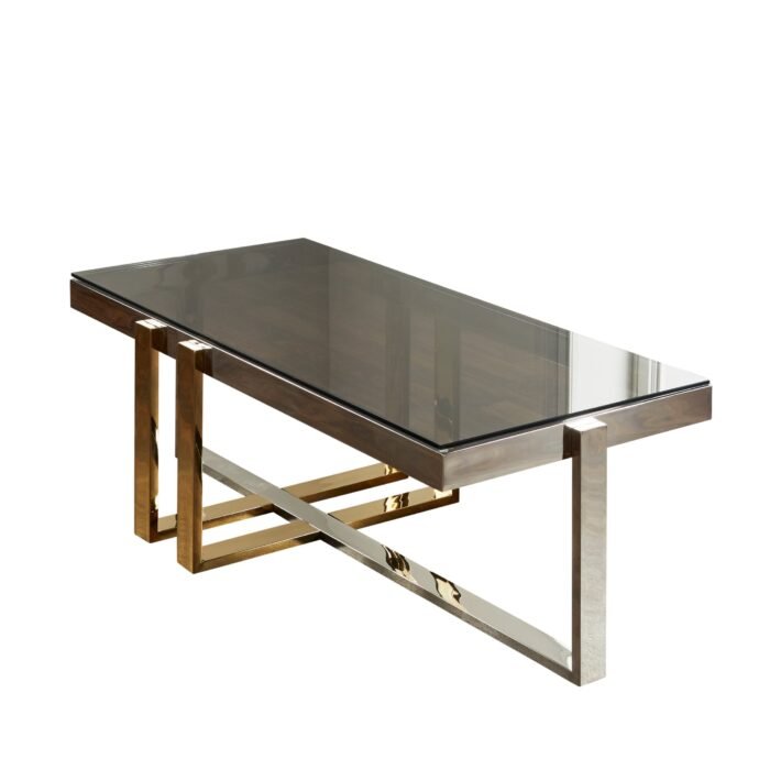 Nexus Gold and Silver Coffee Table with Decorative Objects