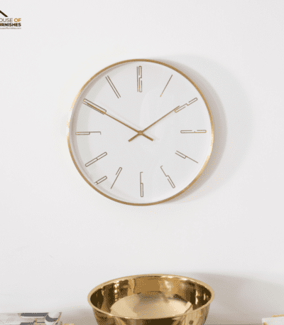 Gold 16" Modern Analog Clock in Contemporary Interior Setting Analogue Clock 24 Hours