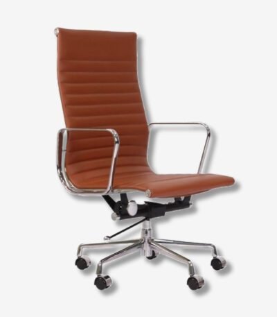 EA 119 High Back Office Chair – Tan Brown Leather