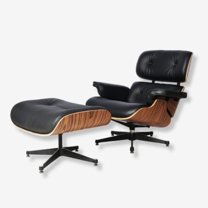 Classic Eames Lounge Chair in Black Leather