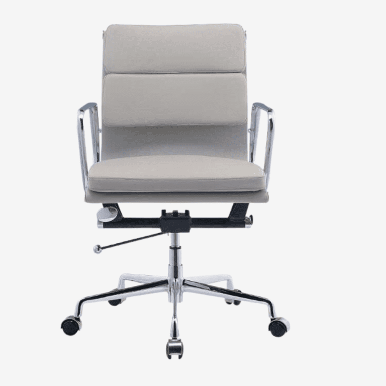 Leather Office Chairs | Light Grey Eames Soft Pad Chair EA 217