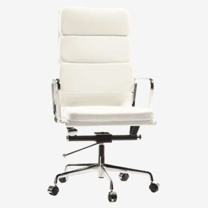 Close-up of White Eames Style EA219 High Back Soft Pad Office Chair