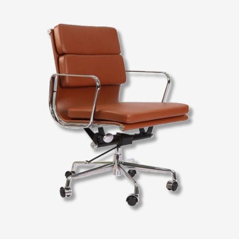 Tan Brown Eames Style EA217 Low Back Soft Pad Office Chair