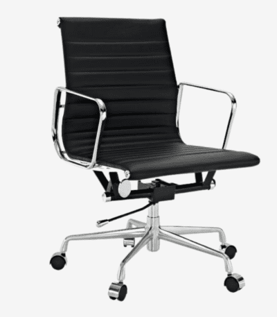 Black Eames Style EA117 Low Back Thin Pad Ribbed Office Chair