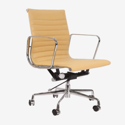 Close-up of Camel Eames Style EA117 Low Back Thin Pad Ribbed Office Chair stylish office chair