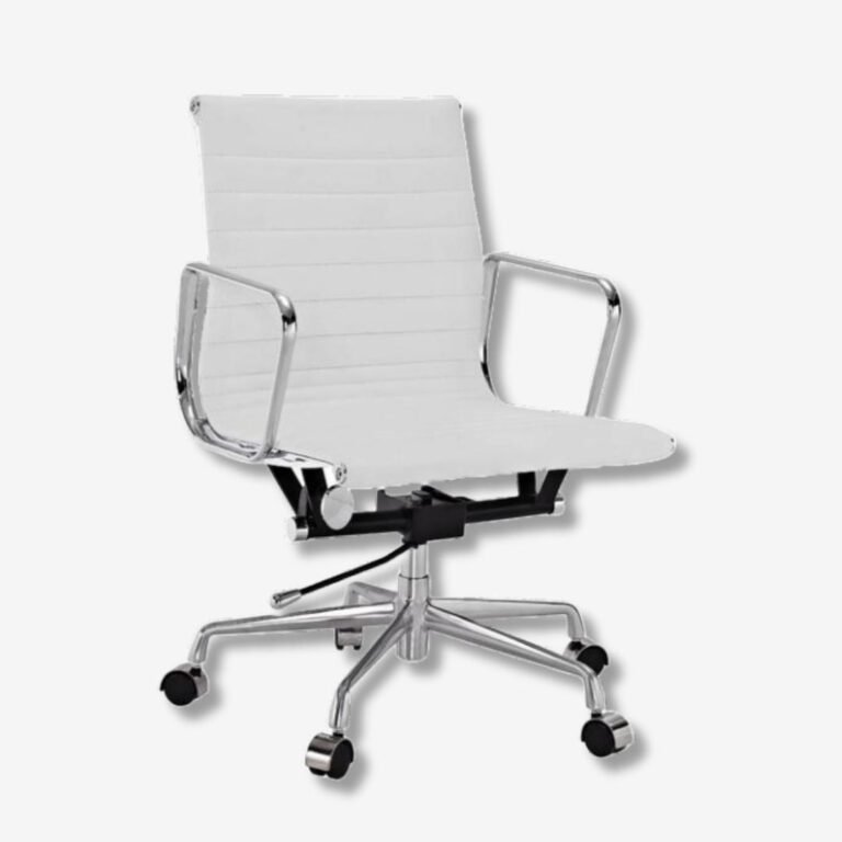 Eames Office Chair EA 117 White Leather Thin Pad Executive Office Chairs