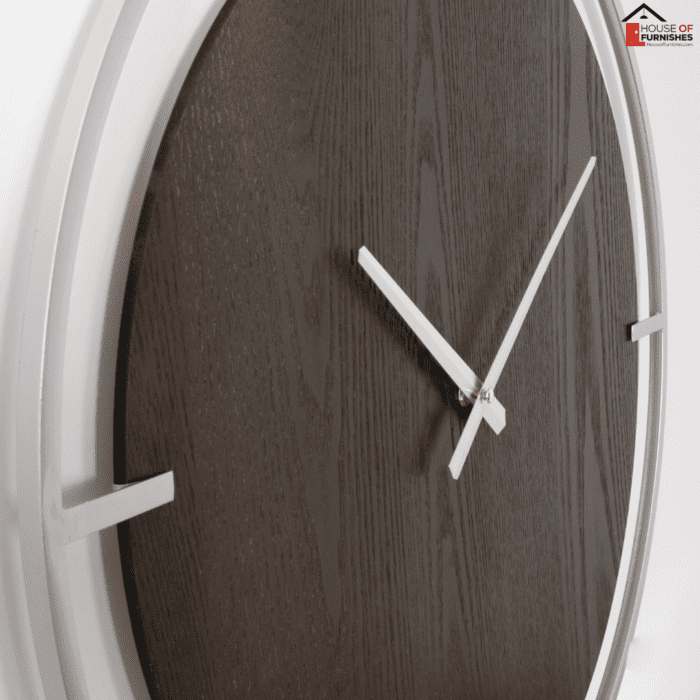 Minimalist Wood & Silver Wall Clock as Office Accent