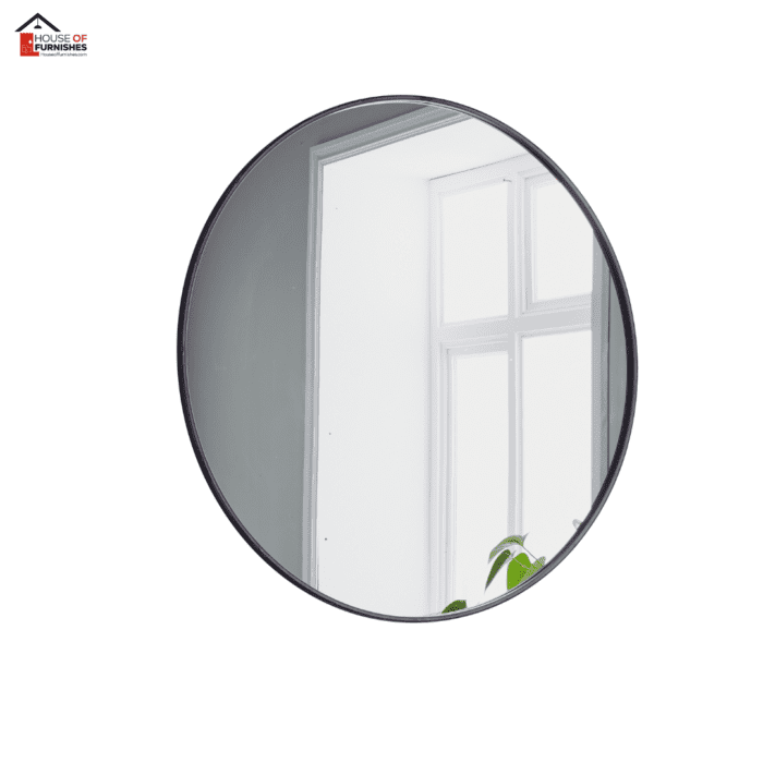 Manhattan Round Mirror (100cm) in Black in Modern Interior Setting