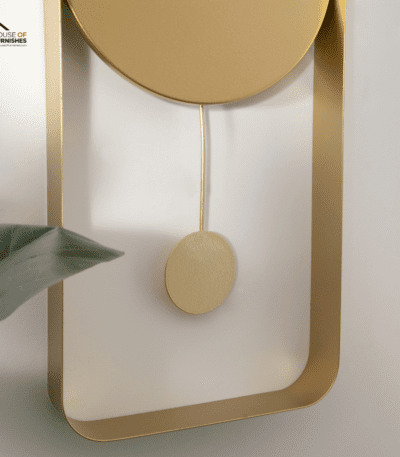 Close-up of Modern Gold Metal Wall Clock