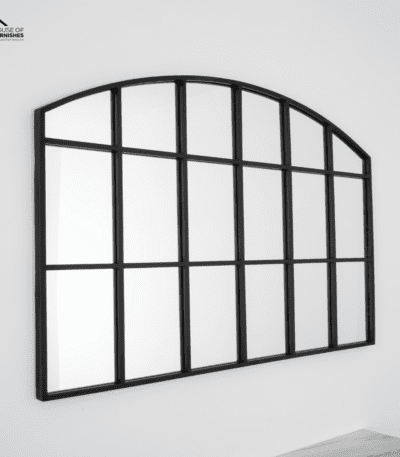 Horizontal Arch Mirror in Black Hanging on Wall