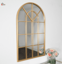 Gold Arched Rome Mirror Hanging on Wall Gold Arched Mirror Window