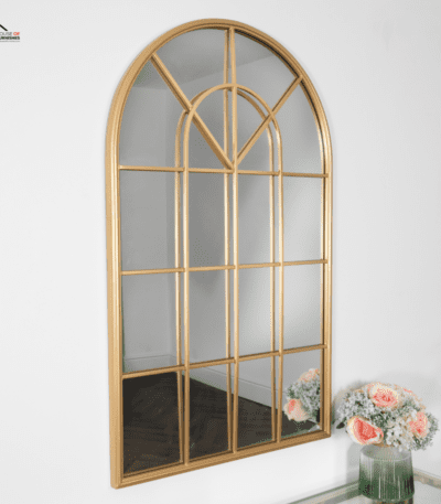 Gold Arched Rome Mirror Hanging on Wall Gold Arched Mirror Window