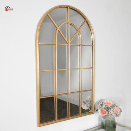 Gold Arched Rome Mirror Hanging on Wall Gold Arched Mirror Window