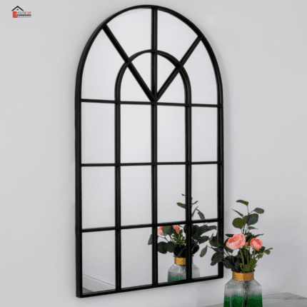 Arched Rome Mirror in Black Hanging on Wall Arch Black Room Mirror