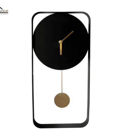 Matte Black Metal Wall Clock with Gold Details as Office Accent