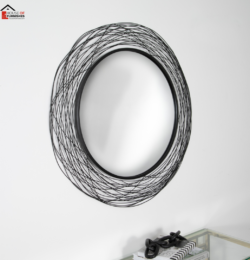 Nest Effect Metal Round Mirror Mirror in Minimalist Bedroom
