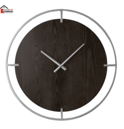 Minimalist Wood & Silver Wall Clock on White Wall