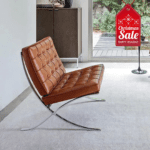 Mies Barcelona Pavilion Chair - Genuine Italian Leather | Tan Brown