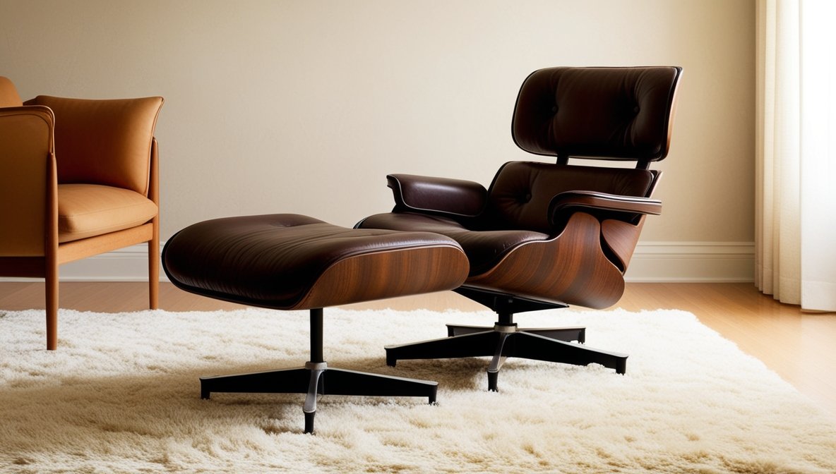 Charles and Ray Eames Lounge Chair and Ottoman in premium leather, mid-century modern classic