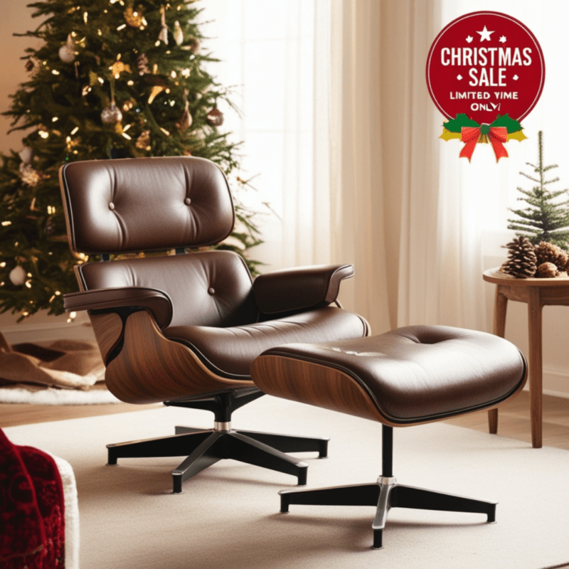 Christmas Special Tan Brown Eames Lounge Chair - Mid-Century Icon in Warm Tan Leather