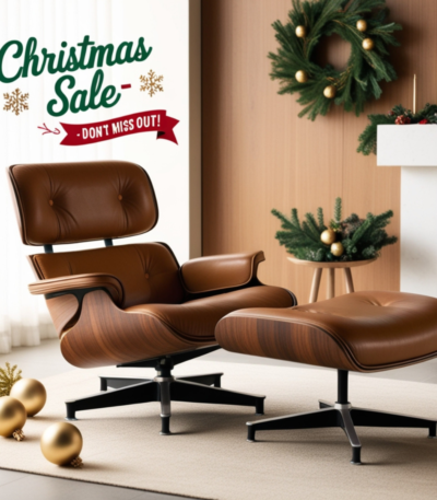 Christmas Special Black Eames Lounge Chair - Timeless Style in Black Leather for Holiday Décor