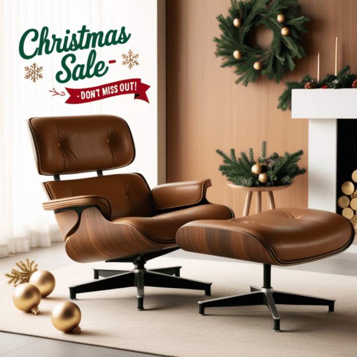 Christmas Special Black Eames Lounge Chair - Timeless Style in Black Leather for Holiday Décor