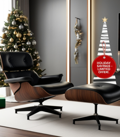 Christmas Special Black Eames Lounge Chair - Timeless Style in Black Leather for Holiday Décor