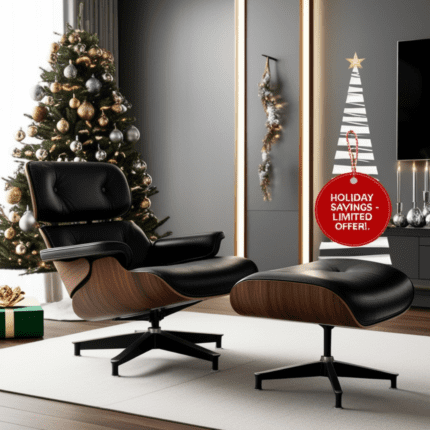 Christmas Special Black Eames Lounge Chair - Timeless Style in Black Leather for Holiday Décor