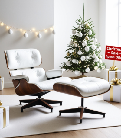 Christmas Special White Eames Lounge Chair - Iconic Mid-Century Design in White Leather