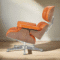 Side view of Eames Deluxe Mid-Century Modern Chair with Walnut Veneer and Leather Upholstery