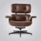 Classic Eames Lounge Chair & Ottoman – Chocolate Brown Leather, Walnut Wood & Black Base - Image 3