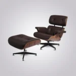 Luxurious Eames Lounge Chair – Rosewood Frame, Brown Leather & Black Base