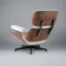 Classic Eames Lounge Chair & Ottoman – White Leather, Walnut Wood & Black Base - Image 4
