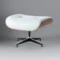 Classic Eames Lounge Chair & Ottoman – White Leather, Walnut Wood & Black Base - Image 5