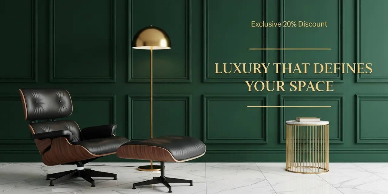 High-quality Eames Lounge Chair replica with premium black leather and walnut wood veneer finish